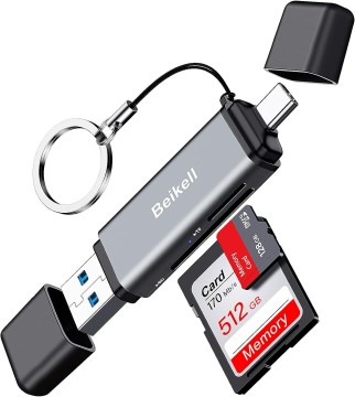 Beikell SD Card Reader, USB 3.0/USB-C Dual Connector Memory Card Adapter for SD/Micro SD/SDXC/SDHC/MMC, Compatible with MacBook Pro, MacBook Air, iPad Pro, Galaxy S21